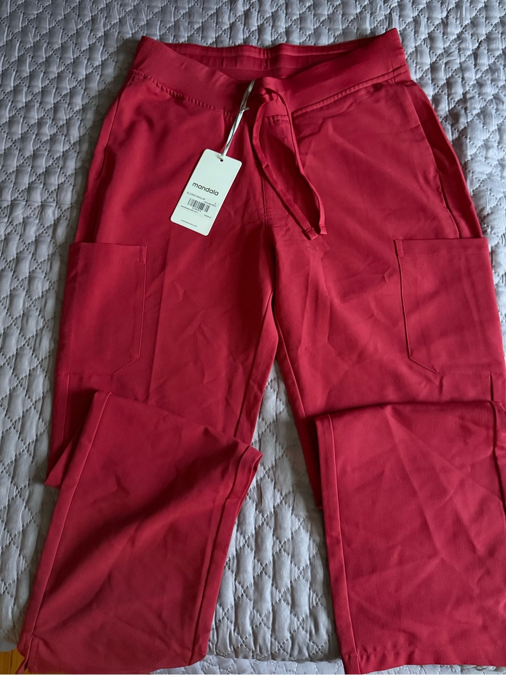Mandala Women’s Red Drawstring Cargo Pants — Comfortable Everyday Style